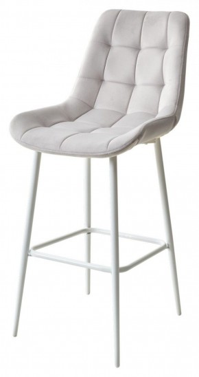 Барный стул ХОФМАН, цвет H-09 Светло-серый, велюр / белый каркас М-City в Глазове - glazov.ok-mebel.com | фото
