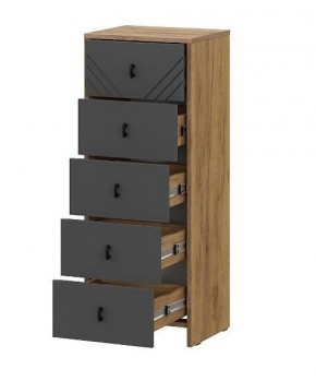 БАЙКАЛ Комод (5 ящиков) Графит/Дуб золотой в Глазове - glazov.ok-mebel.com | фото 2