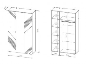 БАЙКАЛ Шкаф трехстворчатый (Графит/Дуб золотой) в Глазове - glazov.ok-mebel.com | фото 3