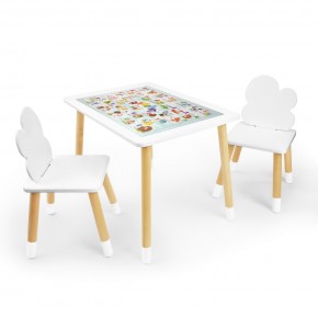 Детский комплект стол и два стула Облачко Rolti Baby с накладкой Алфавит (белая столешница/белое сиденье/береза ножки) в Глазове - glazov.ok-mebel.com | фото