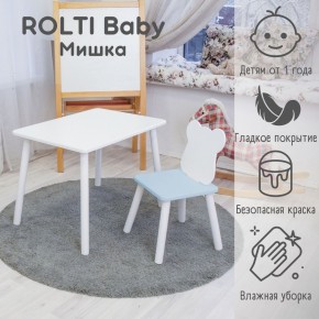 Детский комплект стол и стул «Мишка» Rolti Baby  (голубая столешница/белое сиденье/белые ножки) в Глазове - glazov.ok-mebel.com | фото 2