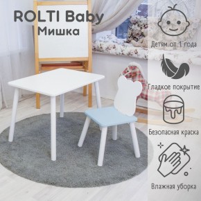 Детский комплект стол и стул «Мишка» Rolti Baby  (голубая столешница/голубое сиденье/белые ножки) в Глазове - glazov.ok-mebel.com | фото