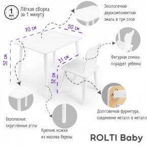 Детский комплект стол и стул Мишка Rolti Baby с накладкой Алфавит (белая столешница/белое сиденье/белые ножки) в Глазове - glazov.ok-mebel.com | фото 2