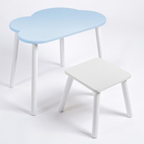 Детский комплект стол ОБЛАЧКО  и табурет Rolti Baby (голубая столешница/белое сиденье/белые ножки) в Глазове - glazov.ok-mebel.com | фото
