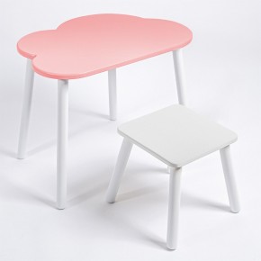 Детский комплект стол ОБЛАЧКО  и табурет Rolti Baby (розовая столешница/белое сиденье/белые ножки) в Глазове - glazov.ok-mebel.com | фото