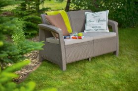 Диван пластиковый Корфу (Corfu love seat) капучино - песок в Глазове - glazov.ok-mebel.com | фото 2