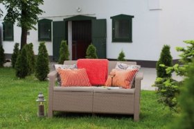 Диван пластиковый Корфу (Corfu love seat) капучино - песок в Глазове - glazov.ok-mebel.com | фото 3