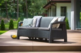 Диван пластиковый Корфу Макс (Corfu love seat max) графит в Глазове - glazov.ok-mebel.com | фото 3