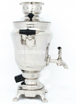 Электрический самовар из латуни никелированный на 1,5 литра форма "Тюльпан" с защитой от выкипания в Глазове - glazov.ok-mebel.com | фото 3