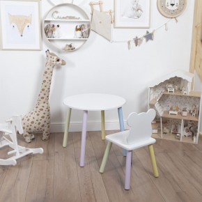 Комплект детский стол КРУГЛЫЙ и стул МИШКА ROLTI Baby (белая столешница/белое сиденье/цветные ножки) в Глазове - glazov.ok-mebel.com | фото 1