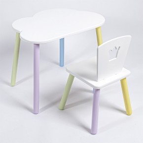 Комплект детский стол ОБЛАЧКО и стул КОРОНА ROLTI Baby (белая столешница/белое сиденье/цветные ножки) в Глазове - glazov.ok-mebel.com | фото