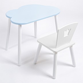 Комплект детский стол ОБЛАЧКО и стул КОРОНА ROLTI Baby (голубая  столешница/белое сиденье/белые ножки) в Глазове - glazov.ok-mebel.com | фото