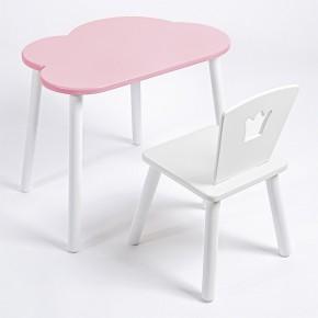 Комплект детский стол ОБЛАЧКО и стул КОРОНА ROLTI Baby (розовая столешница/белое сиденье/белые ножки) в Глазове - glazov.ok-mebel.com | фото