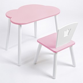 Комплект детский стол ОБЛАЧКО и стул КОРОНА ROLTI Baby (розовая столешница/розовое сиденье/белые ножки) в Глазове - glazov.ok-mebel.com | фото