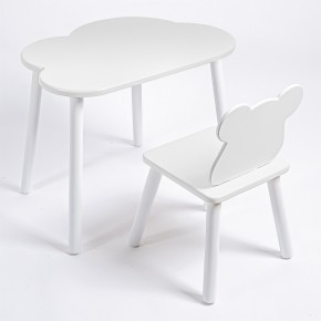 Комплект детский стол ОБЛАЧКО и стул МИШКА ROLTI Baby (белая столешница/белое сиденье/белые ножки) в Глазове - glazov.ok-mebel.com | фото