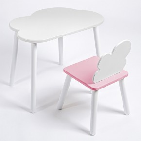 Комплект детский стол ОБЛАЧКО и стул ОБЛАЧКО ROLTI Baby (белая столешница/розовое сиденье/белые ножки) в Глазове - glazov.ok-mebel.com | фото 1