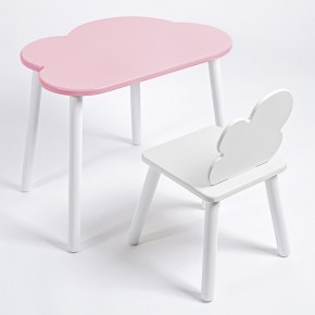 Комплект детский стол ОБЛАЧКО и стул ОБЛАЧКО ROLTI Baby (розовая столешница/белое сиденье/белые ножки) в Глазове - glazov.ok-mebel.com | фото