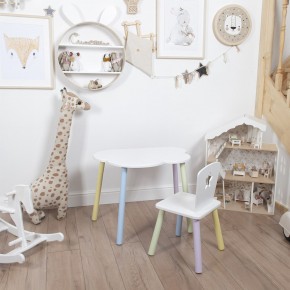 Комплект детский стол ОБЛАЧКО и стул ЗВЕЗДА ROLTI Baby (белая столешница/белое сиденье/цветные ножки) в Глазове - glazov.ok-mebel.com | фото