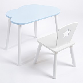 Комплект детский стол ОБЛАЧКО и стул ЗВЕЗДА ROLTI Baby (голубая столешница/белое сиденье/белые ножки) в Глазове - glazov.ok-mebel.com | фото 1