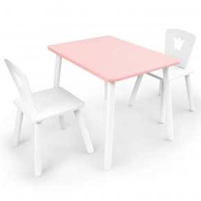 Комплект детской мебели стол и два стула Корона  (Розовый/Белый/Белый) в Глазове - glazov.ok-mebel.com | фото 1