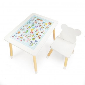 Комплект детской мебели стол и стул Мишутка с накладкой Алфавит (Белый/Белый/Береза) в Глазове - glazov.ok-mebel.com | фото 2