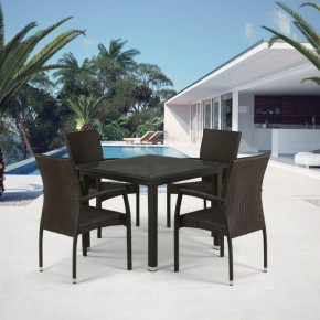Комплект плетеной мебели T257A/YC379A-W53 Brown (4+1) + подушки на стульях в Глазове - glazov.ok-mebel.com | фото 1