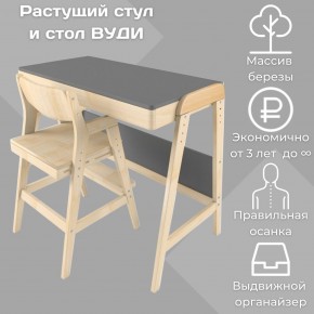 Комплект растущий стол и стул 38 попугаев «Вуди» (Серый, Без покрытия) в Глазове - glazov.ok-mebel.com | фото