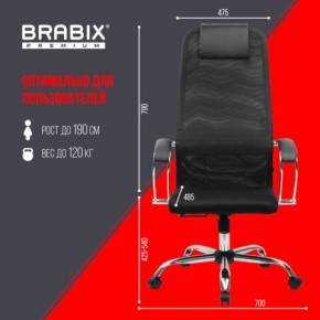 Кресло BRABIX PREMIUM "Ultimate EX-800" хром, плотная двойная сетка Х2, черное, 532911 в Глазове - glazov.ok-mebel.com | фото 6