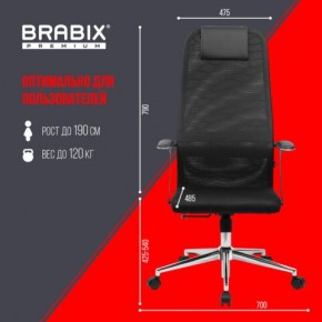 Кресло BRABIX PREMIUM "Ultimate EX-801" хром, плотная двойная сетка Х2, черное, 532917 в Глазове - glazov.ok-mebel.com | фото 7