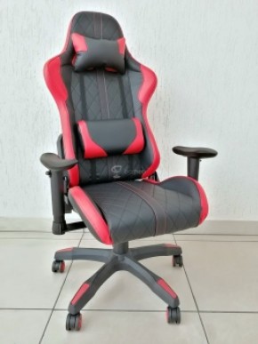 Кресло геймерское Barneo K-52 (черная экокожа красные вставки) в Глазове - glazov.ok-mebel.com | фото