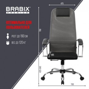 Кресло офисное BRABIX PREMIUM "Ultimate EX-800" хром, плотная двойная сетка Х2, черное/серое, 532912 в Глазове - glazov.ok-mebel.com | фото 3