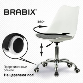 Кресло стул BRABIX "Eames MG-310 CH", хром, пластик белый, ткань серая, 532924 в Глазове - glazov.ok-mebel.com | фото 7