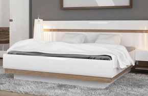 Кровать 140/TYP 91-01 с подъемником, LINATE ,цвет белый/сонома трюфель в Глазове - glazov.ok-mebel.com | фото