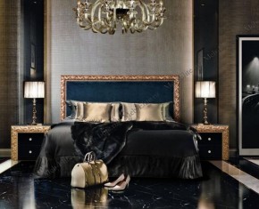 Кровать 2-х спальная (1,8 м) Тиффани Premium черная/золото с мягким элементом (Антрацит) с подъемным механизмом (ТФКР180-3[3](П) в Глазове - glazov.ok-mebel.com | фото 2