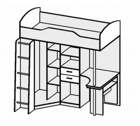 Кровать-чердак Бриз-1 УНИ (Ясень темный/светлый) в Глазове - glazov.ok-mebel.com | фото 2