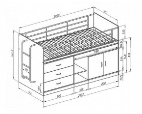 Кровать-чердак "Дюймовочка-6"  Белый/Голубой в Глазове - glazov.ok-mebel.com | фото 2