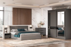 Кровать двойная №4 с основанием (Серый) в Глазове - glazov.ok-mebel.com | фото 3