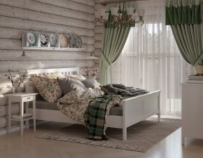 Кровать Кантри двухспальная 160х200, массив сосны, цвет белый в Глазове - glazov.ok-mebel.com | фото 1
