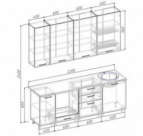 Кухонный гарнитур Антрацит 2200 (Стол. 26мм) в Глазове - glazov.ok-mebel.com | фото 3