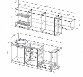 Кухонный гарнитур Антрацит 2550 (Стол. 26мм) в Глазове - glazov.ok-mebel.com | фото 2