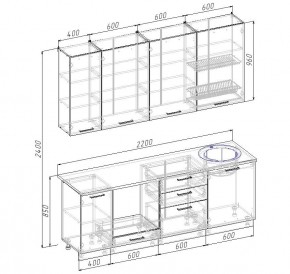 Кухонный гарнитур Латте 2200 h950 (Стол. 26мм) в Глазове - glazov.ok-mebel.com | фото 2