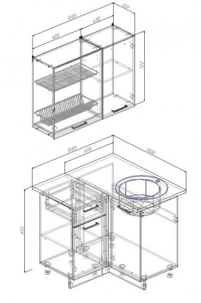 Кухонный гарнитур угловой Лада 1000х1000 (Стол. 26мм) в Глазове - glazov.ok-mebel.com | фото 2