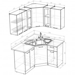 ОЛЬГА Кухонный гарнитур Оптима 2 (1500*1300 мм) в Глазове - glazov.ok-mebel.com | фото 2