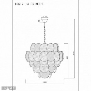 Подвесная люстра iLamp Rivoli 15617-14 CR+MULT в Глазове - glazov.ok-mebel.com | фото 3