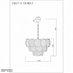 Подвесная люстра iLamp Rivoli 15617-9 CR+MULT в Глазове - glazov.ok-mebel.com | фото 3