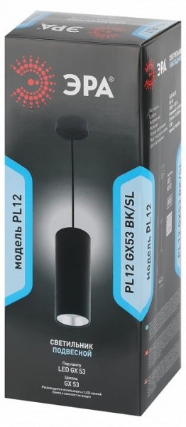 Подвесной светильник Эра  PL12 GX53 BK/SL в Глазове - glazov.ok-mebel.com | фото 6