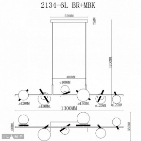 Подвесной светильник iLamp Golden 2134-6L BR+MBK в Глазове - glazov.ok-mebel.com | фото 3