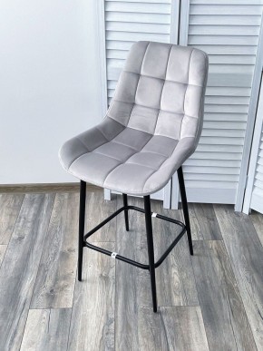 Полубарный стул ХОФМАН, цвет H-09 Светло-серый, велюр / черный каркас H=63cm М-City в Глазове - glazov.ok-mebel.com | фото 4