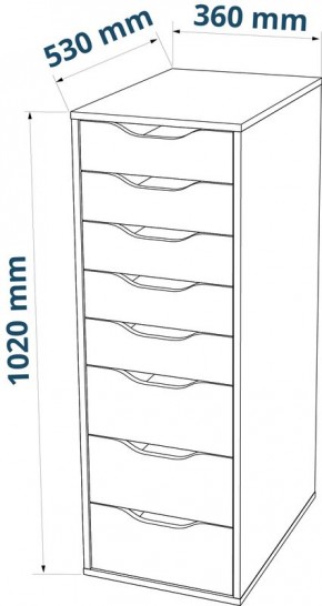 S01415 Ингар 8 комод 36x102x53, серо-бирюзовый в Глазове - glazov.ok-mebel.com | фото