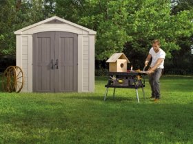 Сарай Фактор 8x6 (Factor 8x6) бежевый/серо-коричневый в Глазове - glazov.ok-mebel.com | фото 5
